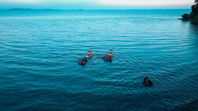 Aerial view of tubers in Lake Victoria