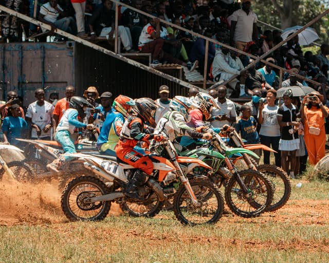 Riders gathered at the start of a hosted race