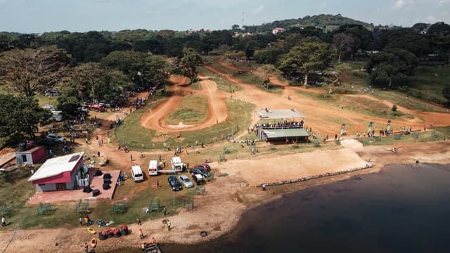 Garuga's track and lakeshore in one aerial view